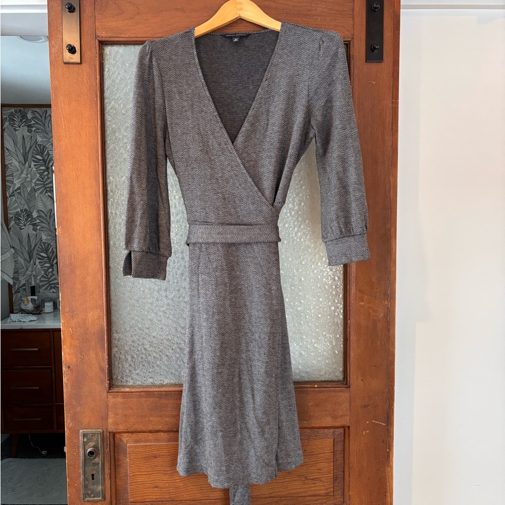 Banana Republic Charcoal Long Sleeve Wrap Dress